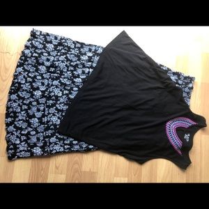 Joey B Floral Skirt Size XL Black Tank Size XL